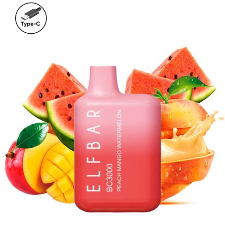 ELF BAR BC3000 - Peach Mango Watermelon 5% Jednorázová Elektronická Cigareta - Nabíjateľné