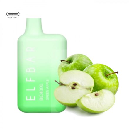 ELF BAR BC4000 - Green Apple 5% Jednorázová Elektronická Cigareta - Nabíjateľné